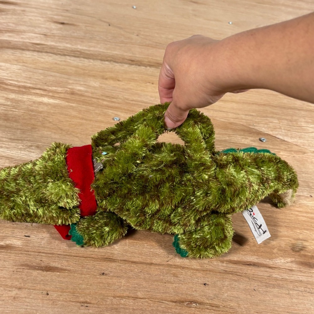 Color Rich Plush Alligator Handbag Green Shaggy Animal Purse Teddy Bear Charm
